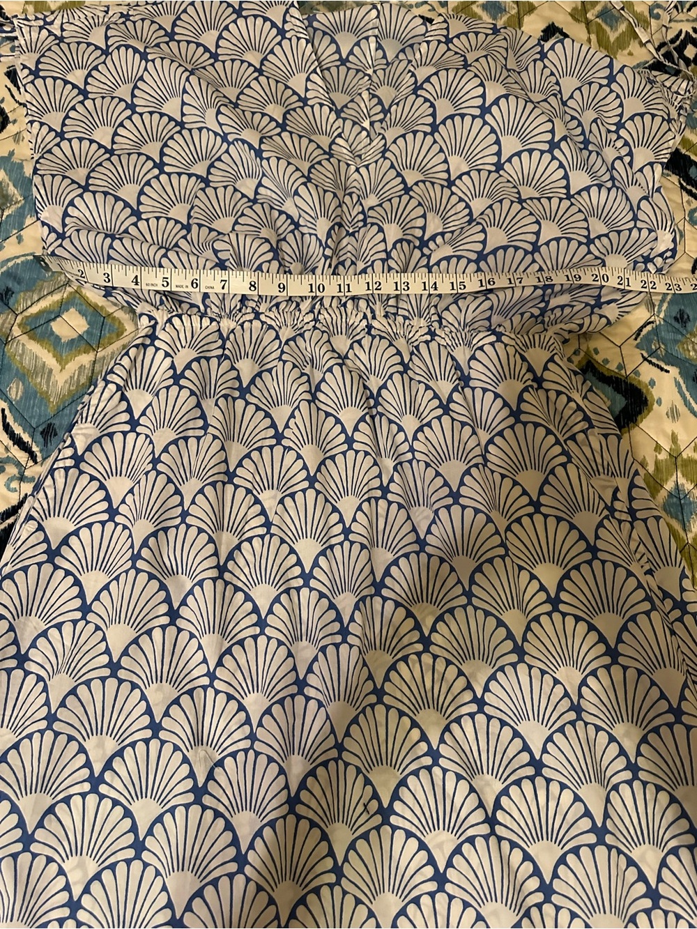 J. McLaughlin Etta Dress NWT size Medium Blue White Deco Shell Cotton Maxi - Picture 9 of 15